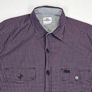 Lacoste Shacket Shirt Jacket Mens L 42 Lined Plaid Button Front Pockets Gorpcore